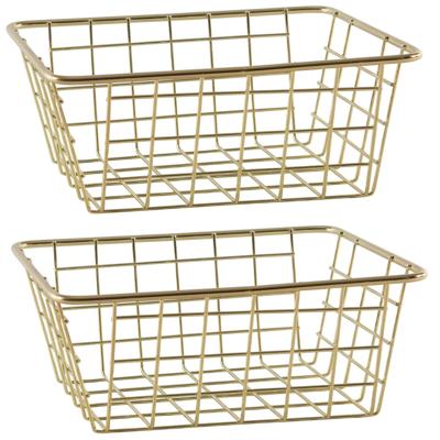 Svenska Living Draadmand - Set van 6x stuks - goudkleurig - 20 x 15 x 8 cm - opbergmand Svenska Living Draadmand - Set van 6x stuks - goudkleurig - 20 x 15 x 8 cm - opbergmand
