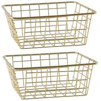 Svenska Living Draadmand - Set van 6x stuks - goudkleurig - 20 x 15 x 8 cm - opbergmand