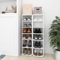 Schoenenkasten 2 st 27,5x27x102 cm bewerkt hout wit