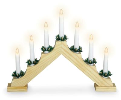 Kaarsenbrug hout 7 led naturel - Nampook