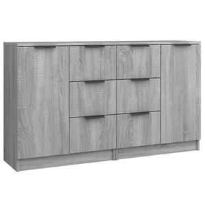 vidaXL Dressoirs 2 st 60x30x70 cm bewerkt hout grijs sonoma eiken