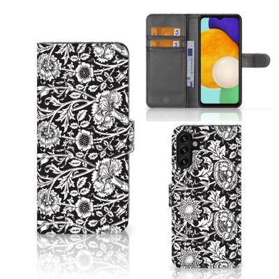 Samsung Galaxy A04s | Samsung Galaxy A13 5G Hoesje Black Flowers | Portemonnee hoesje Samsung Galaxy A04s | Samsung Galaxy A13 5G Hoesje Black Flowers | Portemonnee hoesje