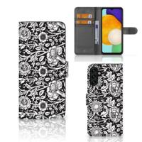Samsung Galaxy A04s | Samsung Galaxy A13 5G Hoesje Black Flowers | Portemonnee hoesje