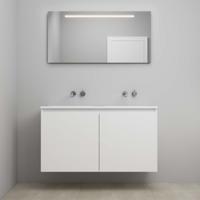 On-Line Badkamermeubelset - 120 cm - Voorgemonteerd - Greeploos 2 Deuren - Acryl Wastafel - Kraangat naar Keuze - Spiegel met LED-Verlichting - Hoogglans Wit