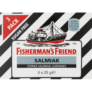 Fisherman's Friend Salmiak Suikervrij 3 Pack 3 x 25g Aanbieding bij Jumbo |  2 verpakkingen met 3 zakjes a 75 gram