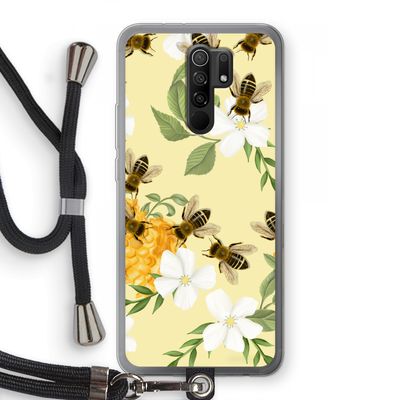 No flowers without bees: Xiaomi Redmi 9 Transparant Hoesje met koord