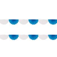 Waaier slinger - 2x - 300 cm - papier - blauw/wit - Beieren kleuren - Bayern feestartikelen - oktobe
