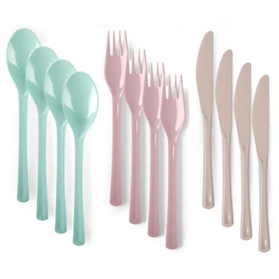 Bestek van kunststof - 24x - herbruikbaar plastic - 19 cm - BBQ / Verjaardag / Camping / Party