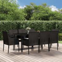 9-delige Tuinset poly rattan zwart