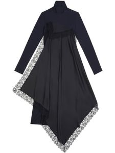 MM6 Maison Margiela robe mi-longue spliced à bords en dentelle - Noir