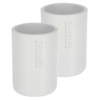 Tendance Tandenborstelbeker 102 series - 2x - wit - PS - 7,5 x 10,7 cm - beker badkamer