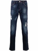 Philipp Plein jean droit à effet usé - Bleu