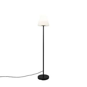 QAZQA Buiten vloerlamp zwart met witte kap IP65 25 cm - Virginia