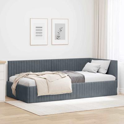 Hoekbedframe met hoofdeinde Donkergrijs 100 x 200 cm Fluweel