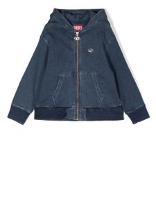 Diesel Kids hoodie en jean à plaque logo - Bleu