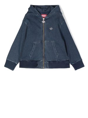 Diesel Kids hoodie en jean à plaque logo - Bleu
