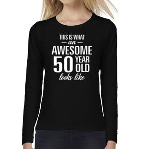 Awesome 50 year / 50 jaar cadeau shirt long sleeves zwart dames 2XL  -