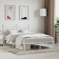 Bedframe met hoofdbord metaal wit 150x200 cm