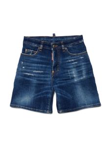 DSQUARED2 KIDS short en jean à patch logo - Bleu