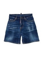 DSQUARED2 KIDS short en jean à patch logo - Bleu