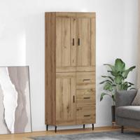 Hoge kast met lade 2 pcs Artisan Eiken Geengineerd Hout en Glas