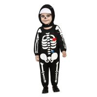 Verkleed set voor peuters - skelet - zwart - 2-delig - carnaval/Halloween verkleedkleding