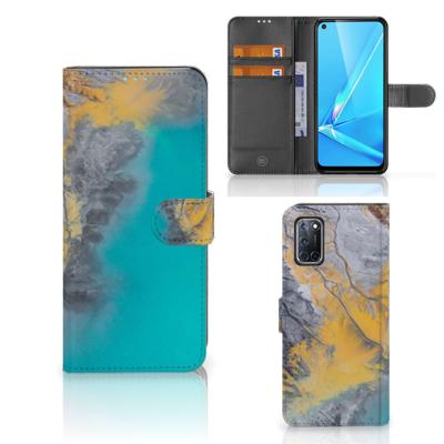 OPPO A72 | OPPO A52 | Bookcase | Marble Blue Gold | Portemonnee hoesje