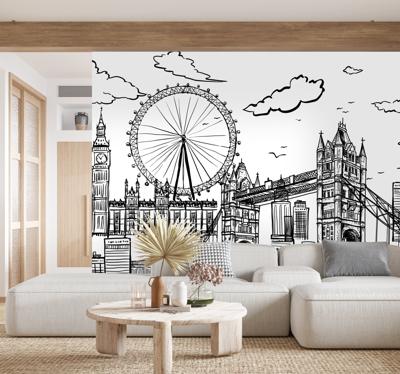 Tekening van London city fotobehang