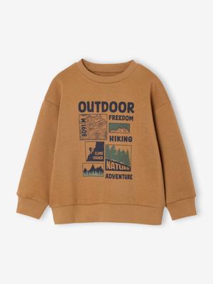 Set van 2 sweaters met ronde hals en print voor jongens pecannoot
