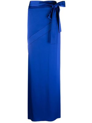 TOM FORD jupe satinée à détail noué - Bleu