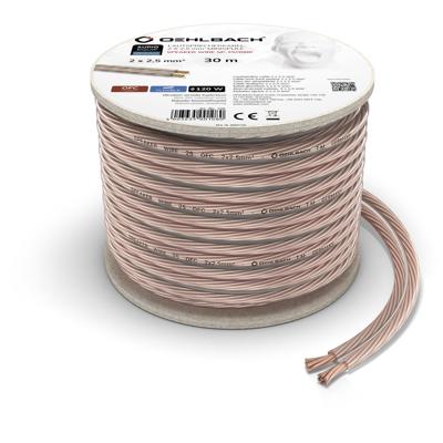 Oehlbach Luidsprekerkabel 2 x 2,5 mm², minihaspel 30 m Luidspreker kabel Transparant