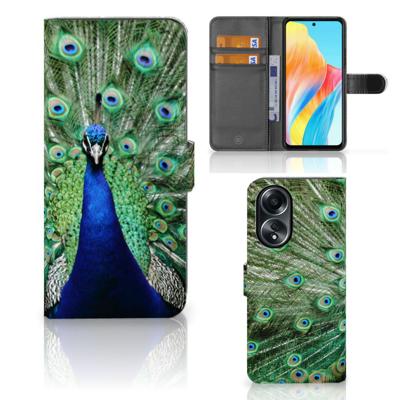 OPPO A58 4G | Telefoonhoesje | Met pasjeshouder | Pauw