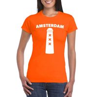 Amsterdam shirt met Amsterdammertje oranje dames 2XL  - - thumbnail