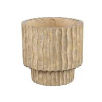 PTMD Mitty Brown cement pot wavy ribs round low XL - thumbnail