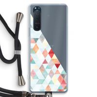 Gekleurde driehoekjes pastel: Sony Xperia 5 II Transparant Hoesje met koord