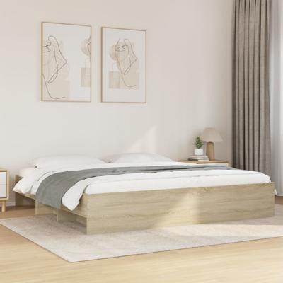 Bedframe zonder matras 200x200cm spaanplaat sonoma eikenkleurig