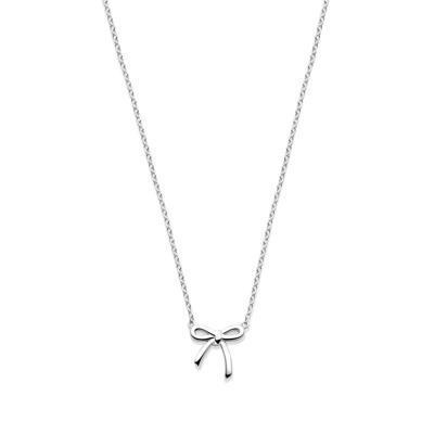 Gerhodineerd 925 Zilveren Collier met Strik - 41, 43 en 45cm Verstelbare Draaglengte, 1.2mm Schakelbreedte