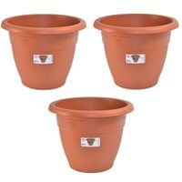 Set van 3x stuks terra cotta kleur ronde plantenpot/bloempot kunststof diameter 45 cm