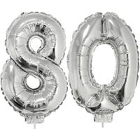 80 jaar leeftijd feestartikelen - versiering cijfers - ballonnen op stokje - van 41 cm