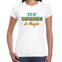 Toppers verkleed T-shirt dames - The summer is Magic - wit - Miami Vice - Tropische feestkleding