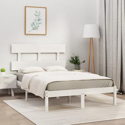 Bedframe massief hout wit 160x200 cm