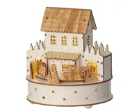 Kersttafereel Kerstdorp Hout met LED, Beweging en Muziek