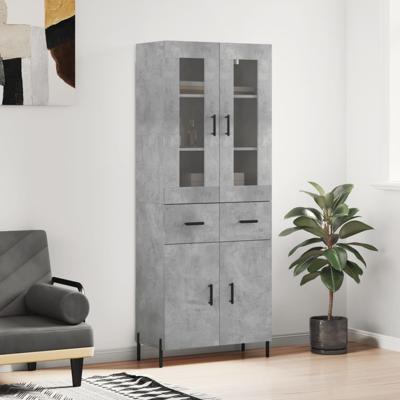 Hoge kast 69,5x34x180 cm bewerkt hout betongrijs