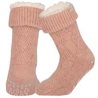 Apollo Huissloffen - dames - schapenwol - slofsokken - roze - fleece gevoerd - thumbnail