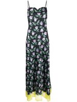 MSGM robe longue à fleurs - Noir