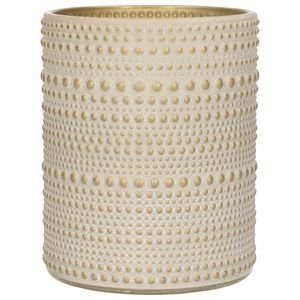 Luxe theelichthouder/kaarsenhouder - creme wit/goud - glas - D10 x H12 cm