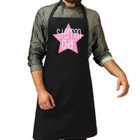 Cadeau schort voor heren - sterren chef - roze - keukenschort - barbecue - keukenprins
