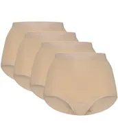 4-Pack High Waist dames slip - Taille - Multipack dames hoge onderbroeken - Katoenen ondergoed - M - Huidskleur - Onderbroek - Ondergoed