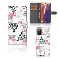 Samsung Galaxy Note 20 Telefoonhoesje met Pasjes Flamingo Triangle