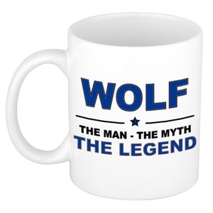 Wolf The man, The myth the legend collega kado mokken/bekers 300 ml